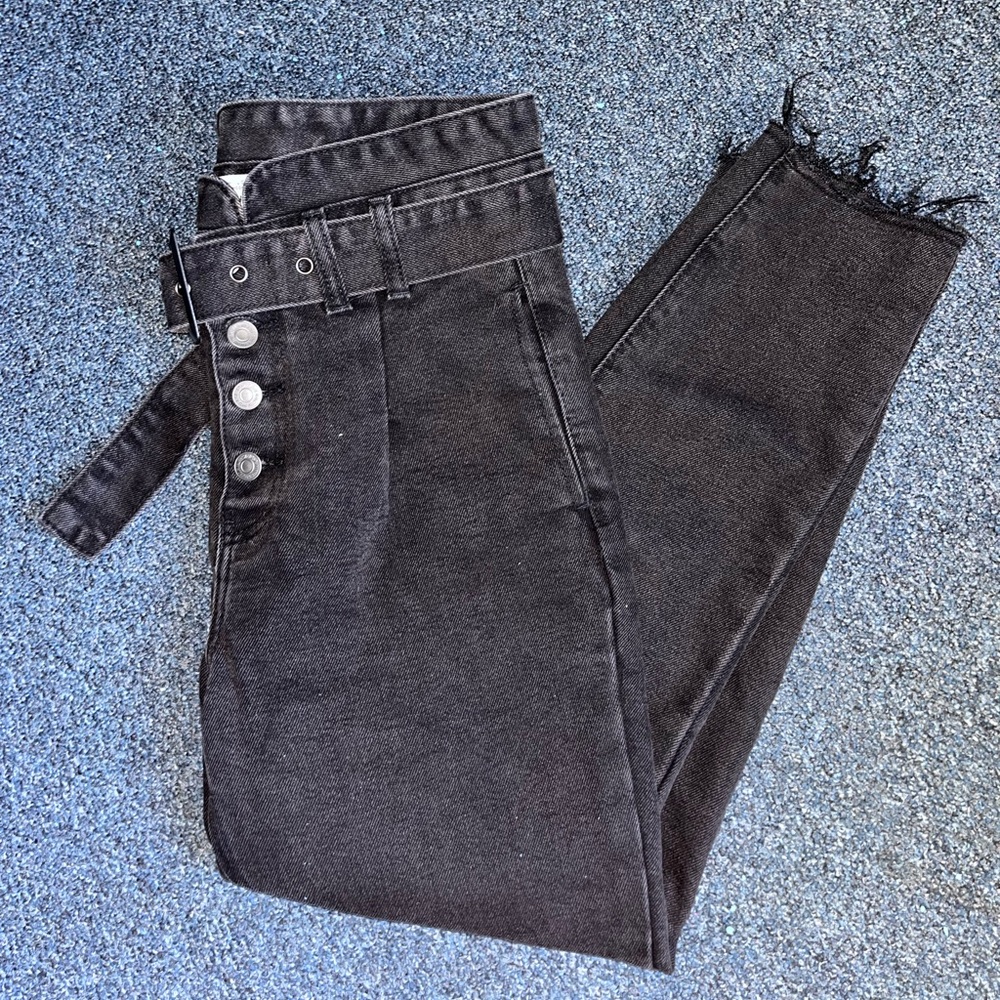 Non-stretchy Women Jeans Mom style Black